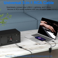 3-en-1 Gold PVC Polybag Stock RCA Cable USB C 3,5mm Audio 2RCA Adaptador para computadora Reproductor de DVD Micrófono Monitor Altavoz