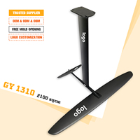 Papan Selancar Foil GY1310 Laris Manis untuk Pemula, Serat Karbon Ultra-Ringan Warna Hitam, Ukuran Tiang dan Basis Dapat Disesuaikan, Bilah Besar Hydrofoil
