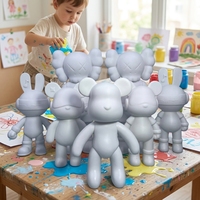 Figurine d'ours en résine plastique personnalisable, statue de graffiti DIY, différents styles, sculpture d'ours fluide, artisanat peint à la main, 20 cm, Anime
