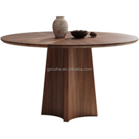 Moderner runder Tisch aus massivem Holz Esstisch und Stuhl Set Home Runder Esstisch aus Holz mit Plattenspieler