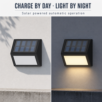 Lampe murale solaire IP65 en polycarbonate, 6 LED SMD, 3500K blanc chaud, éclairage nocturne automatique pour jardin et terrasse