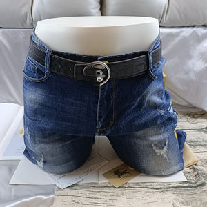 Ceinture en cuir à boucle lisse, ceinture d'affaires en cuir de vachette véritable embossé double face, tendance et décontractée, polyvalente. - Product Image 3