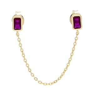 LOZRUNVE Hawaiian Jewelry Wholesale Sterling Silver Bezel 2 Double Piercing <strong>Chain</strong> <strong>Stud</strong> <strong>Earring</strong> 925 - Product Image 5