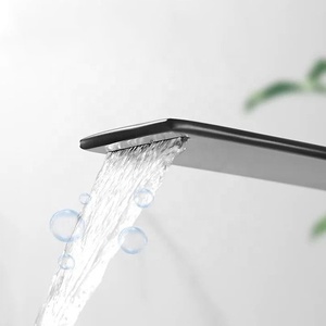 Rubinetto a Cascata ad Arco per Lavabo Bagno <span class=keywords><strong>Miscelatore</strong></span> per Lavandino <span class=keywords><strong>Nero</strong></span> Cromato - Product Image 4