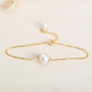 สร้อยข้อมือไข่มุกน้ำจืดสีขาว 9 มม. ของ Zhuji Fashion Jewelry พร้อมสร้อยคอไข่มุกแท้ ไมโครเฟลอร์  ทำจากเงิน S925  ไมโครเฟลอร์  ขายส่ง - Product Image 1