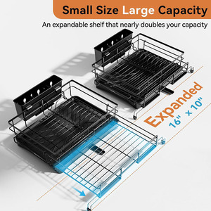 <strong>Dish</strong> Drying <strong>Rack</strong> Expandable <strong>Dish</strong> <strong>Rack</strong> Large Capacity <strong>Dish</strong> Drainer for Kitchen Counter With Utensil Holder - Product Image 5