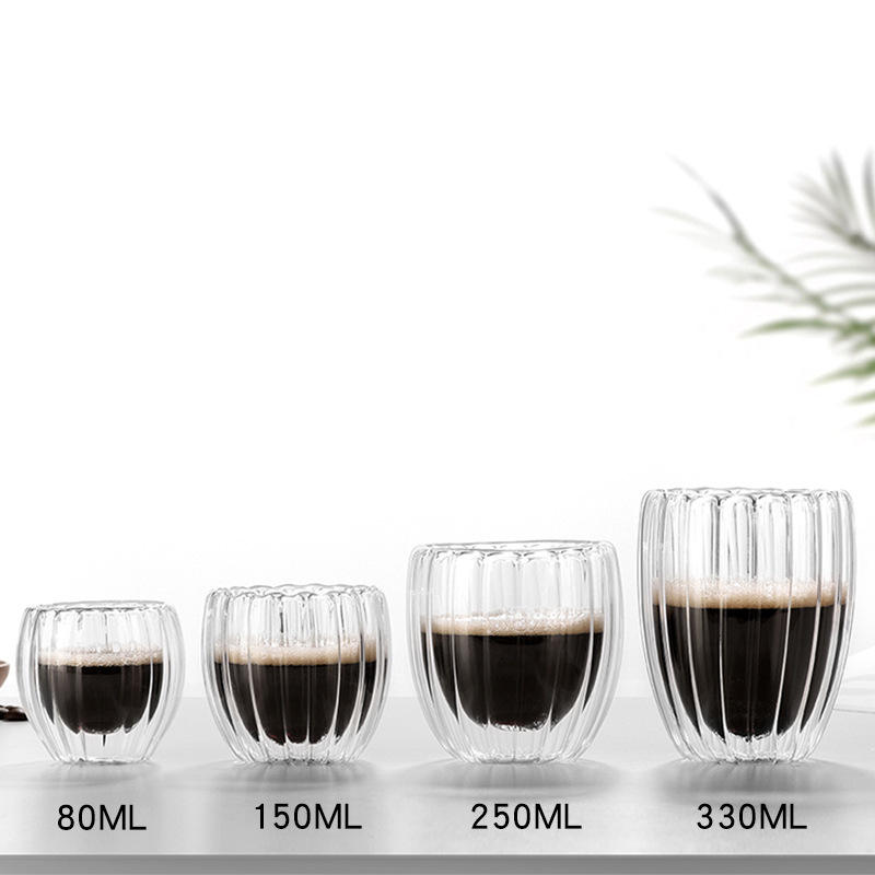 [No Handle] Vertical Pattern Double-Layer Cup