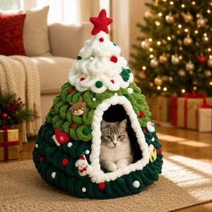 Weihnachtsbaum Katze Bett Hohle Wolle Filz Weich Bequem Haltbar Waschbar Abnehmbar Polyester Katzen Geschlossen Grosshandel - Product Image 6