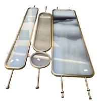 Paravent de séparation personnalisable en verre et acier inoxydable, style chinois artisanal minimaliste, motif peinture paysagère, pour maison et bureau