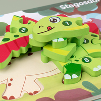 CPC CE Puzzle en bois dinosaure Montessori Jeu de tri des nombres de 1 à 10 Jouet éducatif pour tout-petits
