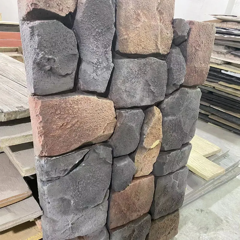 Paneles de pared de piedra de imitación de setas de PU decoración interior del hogar chapa de roca de PU peso ligero