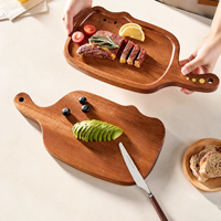 Planche à découper en bois d'ébène massif, motif chat de dessin animé, pour steak, charcuterie, pain et fromage