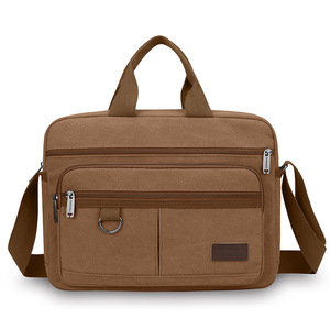 Retro Travel Men's Shoulder <b>Bag</b> Solid Color Casual Messenger <b>Canvas</b> Fashion Zipper Multifunctional Men's Shoulder <b>Bag</b> - Product Image 4