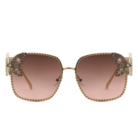 Lunettes de soleil papillon surdimensionnées en gros pour femmes, monture métallique tendance de haute qualité, lunettes de soleil étoile triangulaire, Gafas De Sol