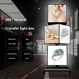 Hộp Đèn <span class=keywords><strong>Led</strong></span> Nhiều tầng kim loại đứng hình khối Bốn Mặt hiển thị hộp hiển thị quảng cáo xoay dọc - Product Image 3