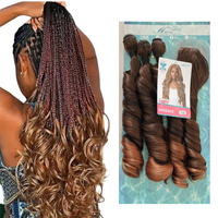 Extensions de cheveux synthétiques bouclés souples en fibre, tissage de cheveux synthétiques bouclés à la française 2*4, lot de tresses bouclées à ressort pour femmes