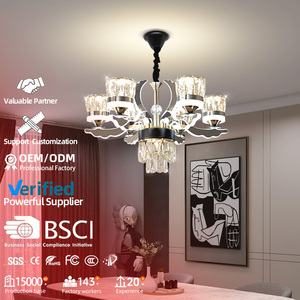 Candelabro de cristal redondo dorado de lujo clásico moderno, lámpara colgante, candelabros de cristal para sala de estar, comedor, dormitorio - Product Image 1