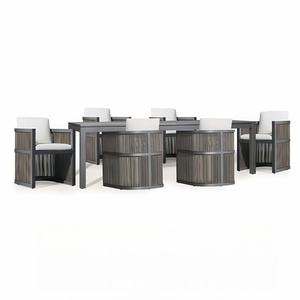 Set di Tavoli e Sedie di Lusso per Hotel e Ristoranti, Sedie da <span class=keywords><strong>Bistrot</strong></span> con Schienale Intrecciato e Cuscino per Resort e Ville - Product Image 1