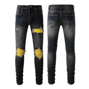 Amirys 2025 Meilleure Vente Pantalon Décontracté Homme Slim Brodé Jean Biker Effet Usé Coton Tendance Mode Unisexe - Product Image 5