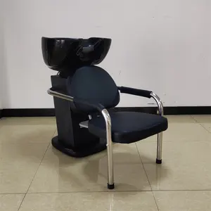 Kisen new best selling modern black shampoo chair bed hair washing for barber shop beauty hair salon furniture black basin