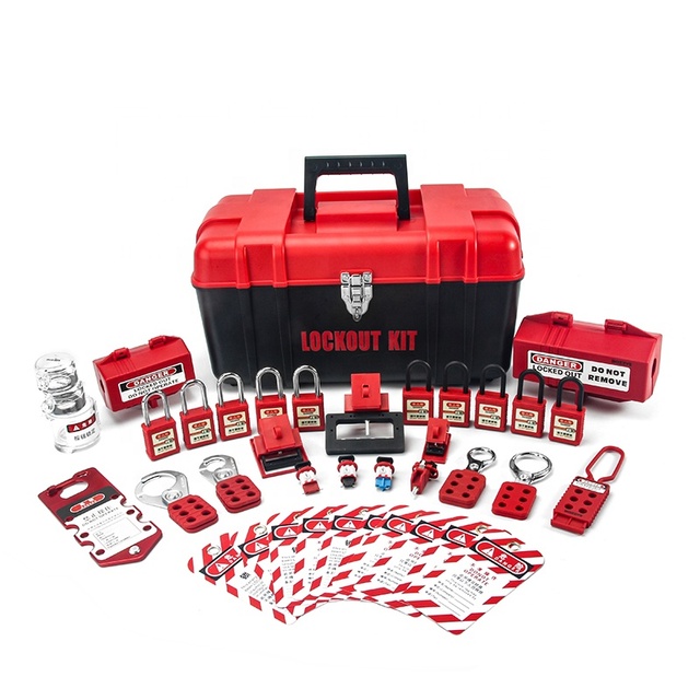 Universal Multipole Circuit Breaker Lockout Kit Wear-Resisting Cloth Material Door Usage Featuring Hasps Clamp LOTO Tags Key