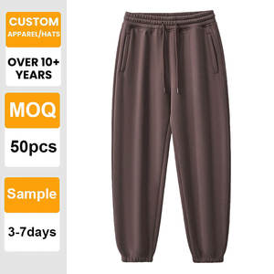 Custom Embroidered Logo 350G Heavyweight Solid Color <b>Fleece</b> Lined <b>Trousers</b> Streetwear Unisex Casual Blank Sweatpants - Product Image 1