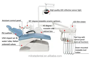 새로운 기술 디자인 경제 MKT-300 아약스 가격 치과 의자 부품 및 기능 치과 단위 의자 장비