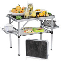 Table de camping pliante en aluminium pour pique-nique et plage - Mobilier d'extérieur portable avec 50 % d'espace supplémentaire