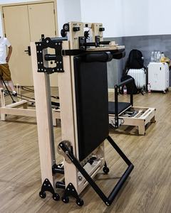 Cama Reformer de Pilates Plegable de Gama Alta QueenLife de Madera de Arce Blanco con Cajón y Tabla de Salto - Product Image 4