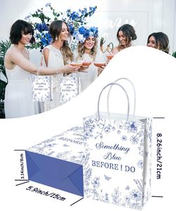 ถุงของชำร่วยงานแต่งงาน 16 ชิ้นจาก Something Blue - ถุงขนมสำหรับงานแต่งงานลายดอกไม้สีฟ้าและสีขาวพร้อมหูหิ้วเชือก - Product Image 4