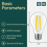 Installation facile, ampoules LED en verre A19 4W/8W/12W 5000K lumière du jour Ra90 AC dimmable 15000 heures E26 pour utilisation en restaurant