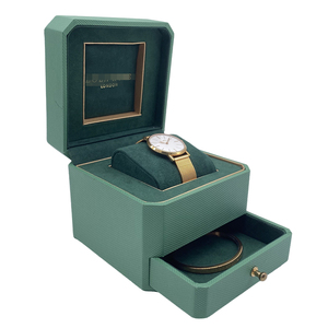 Personalized Double Layer Octagonal Plastic Watch Box Organizer Custom Leather Paper Watch Storage Box With Drawer