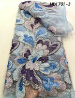 Nigérian lourd perlé Net dentelle George tissu luxe perlé tissus Tulle dentelle avec perles paillettes pour Aso Ebi