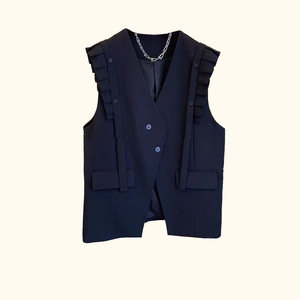 Nuevo Chaleco de Mujer Holgado con Detalle de Madera en el Lateral y Empalmes, a la Moda - Product Image 1