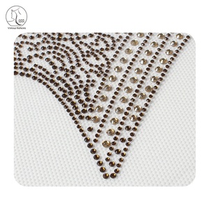 YunShang 도매 사용자 정의 로고 또는 텍스트 블링 crystals 라인 석 열전달 - Product Image 5