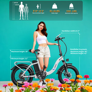 Bicicleta eléctrica plegable de 20'' con llantas gruesas a precio de fábrica - Product Image 5