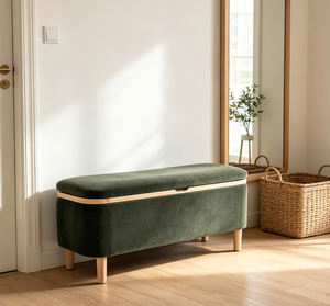 Banco Redondo <span class=keywords><strong>de</strong></span> Estilo Escandinavo Moderno con Patas <span class=keywords><strong>de</strong></span> Madera <span class=keywords><strong>de</strong></span> Olivo, Directo <span class=keywords><strong>de</strong></span> Fábrica CARLFORD, Decoración <span class=keywords><strong>para</strong></span> el Hogar, Otomana Boho con Almacenamiento - Product Image 1