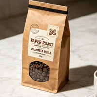 Offre Spéciale – Sachets de café personnalisés en papier kraft de qualité alimentaire, à fond plat et fermeture pliante, avec fenêtre transparente