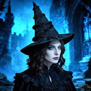 Nuevo Sombrero de Bruja Negro con Volantes de Encaje 2026, Disfraz Mágico para Cosplay, Halloween, Fiestas y Actuaciones Escénicas - Product Image 5