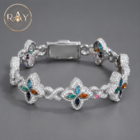 Nouvel Arrivage Bracelet Unisexe Tendance Style Rappeur Iced Out en Argent 925 Plaqué Moissanite avec Breloque Paix et Maillons Cubains 18MM RAY