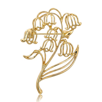 Bros Pin Bunga Berongga untuk Wanita, Aksesoris Perhiasan Gaun Mantel dengan Motif Bunga Vintage