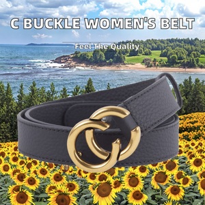 Cinturón informal transpirable duradero de piel de vaca de Color sólido con hebilla de letra C personalizada para mujer, gran oferta de fábrica - Product Image 3