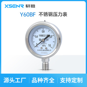 Manomètre en acier inoxydable Suzhou Xiansheng Y60BF 1,6 MPa, raccord fileté, manomètre analogique - Product Image 5