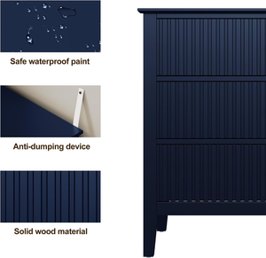 Cómoda grande azul acanalada de 3 cajones con correderas de rodamiento de bolas, mesita de noche moderna de madera de <span class=keywords><strong>30</strong></span> pulgadas de alto con almacenamiento ajustable para dormitorio - Product Image 5