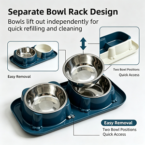 Ensemble de deux gamelles anti-fourmis pour animaux de compagnie, en acier inoxydable, pour chien et chat, avec isolation contre les insectes, gamelle amovible en métal - Product Image 2