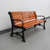 Chaise de parc publique moderne en bois et acier pour jardin, patio extérieur, siège long en bois massif, banc d'extérieur en métal