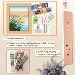 Kit de peinture au diamant 5D DIY en gros, art floral moderne, artisanat décoratif avec cadre 43x54cm - Product Image 3