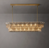 Lustre moderne de luxe en gros, design rond, luminaire suspendu pour salle à manger, salon, hôtel, verre transparent noir