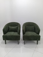 Fauteuil de détente moderne capitonné en bois avec tissu à motifs pour la maison ou l'hôtellerie