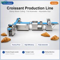Ligne de production de croissants entièrement automatique avec lame de découpe triangulaire électrique pour boulangerie commerciale, pour la formation de croissants au beurre laminé